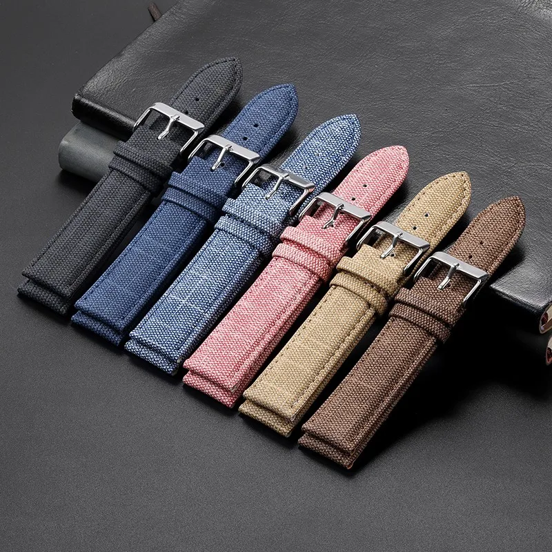 Vintage-Style Denim Nylon Canvas Watch Strap - Soft, Sporty & Universal Wristband Bracelet