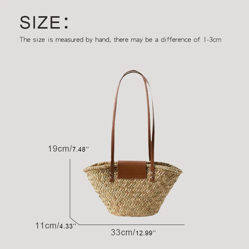 Bohemian Straw Tote Bags For Women Luxury Designer Handbag And Purse New In Papyrus Woven Small Beach Underarm Shoulder Bag
