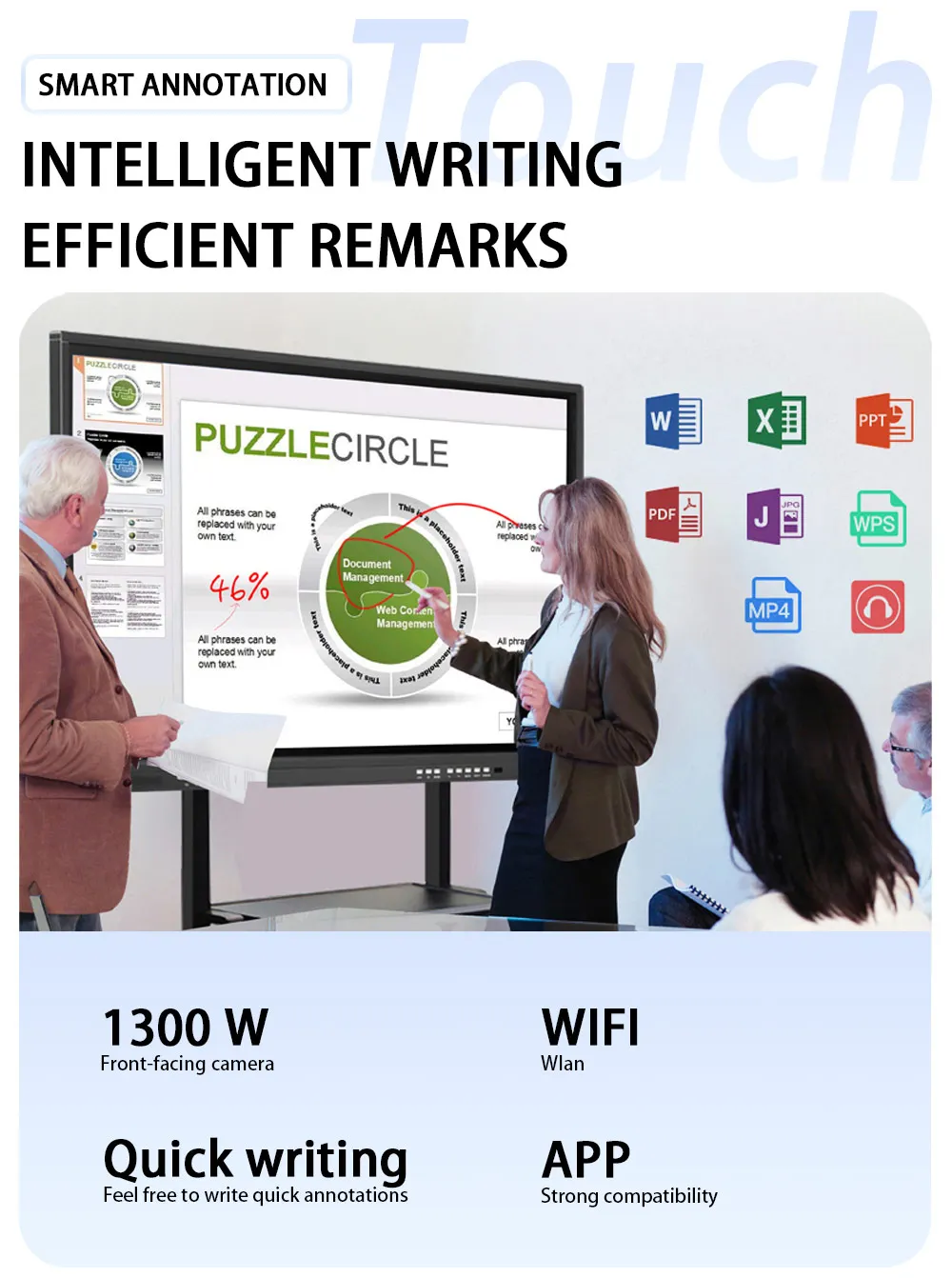 65 75 85 98 Inch 4K Dual System Interactive Smart White Board Interactive Classroom Screen Whiteboard for Teaching