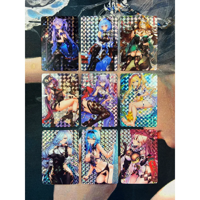 

9pcs/set Genshin Impact Anime Game Surrounding Sexy Beauty Keqing Ganyu Gorou Flashcard Boy Rare Collection Toy Birthday Gift