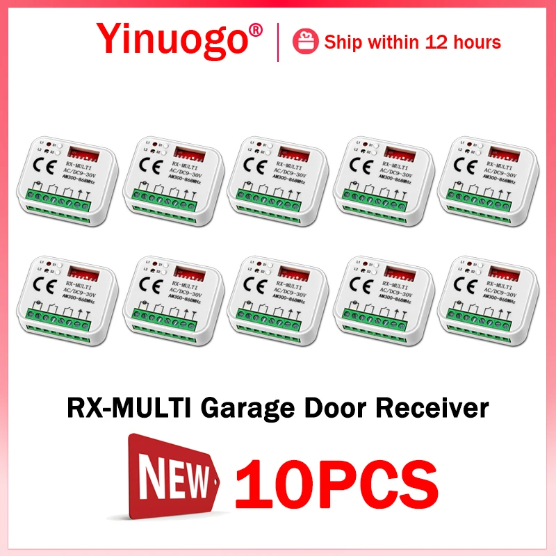 

10PCS RX-MULTI Receiver AC/DC 9V-30V 300-868MHz Universal Gate Remote Control Receiver Controller Switch For Garage Door Opener