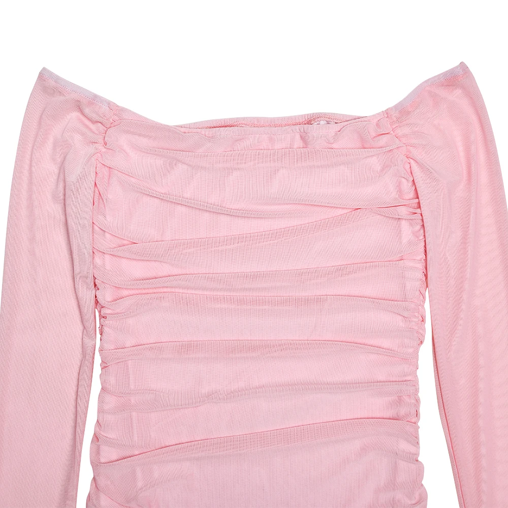 Elegant One Shoulder Double Layer High Elasticity Tight Dress For Women Bodycon Fall Female Party Evening Dress