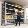 78"W Garage Shelving 4400LBS Heavy Duty Garage Shelving Units and Storage Adjustable 5 Tier Stainless Steel Industrial Shelves 1