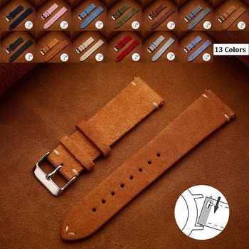 Wristband 20mm 22mm 4mm 16mm 18mm Quick Release Soft Suede Strap Brown Watch Bands Calfskin Bracelet Women&Men Accessories 1