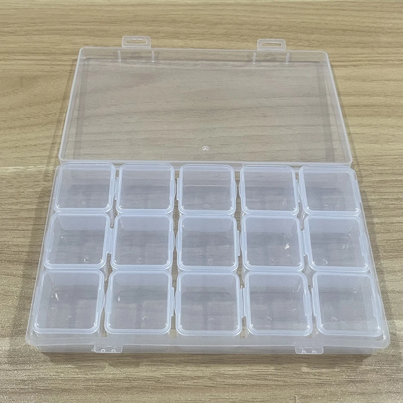 1 set of 15 independent transparent plastic storage boxes used for DIY diamond painting bead and jewelry storage multifunctio storage box diamond painting storage box