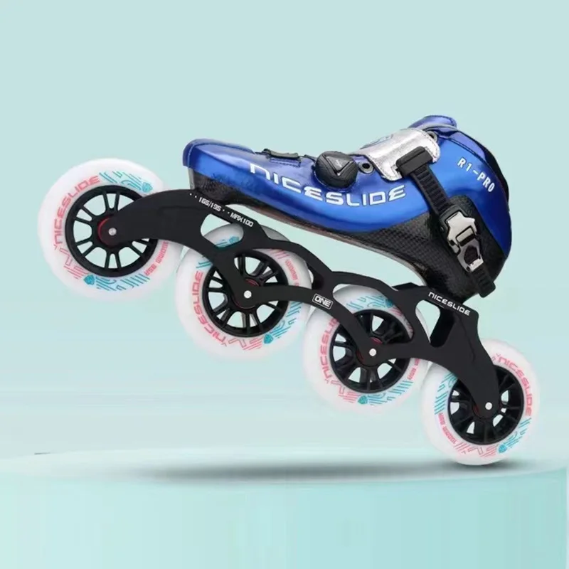 

Original Niceslide R1-Pro Speed Inline Skates CNC Frame 3 or 4 High Elasticity Rubber Wheels for Marathon Racing Skating
