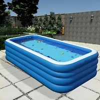 Nouvelles piscines gonflables bleues et blanches de grande taille en plusieurs formats (3 et 4 anneaux), piscines gonflables en PVC extra-larges 3