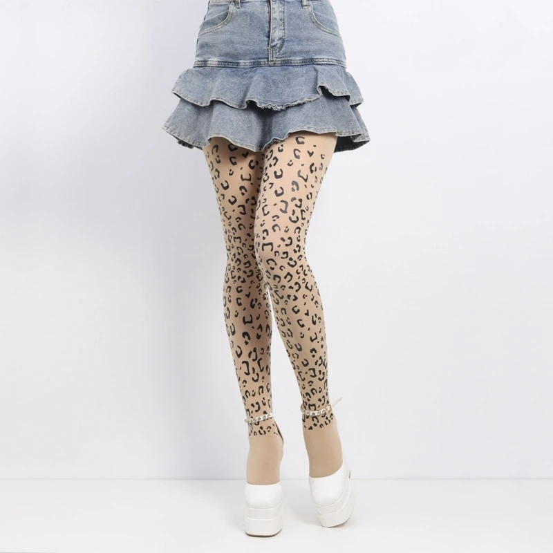 Women's Sheer Tights Leopard High Waist Pantyhose Invisible