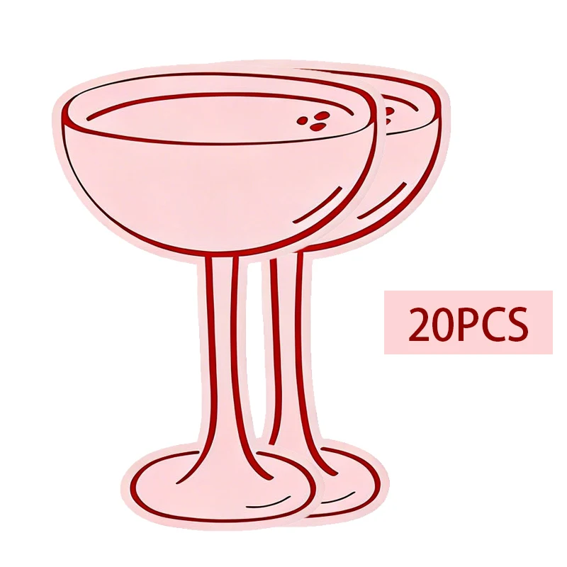 20 Stück Rosa Weinglas-Thema Vielseitige Papier-Tischdekoration Familientreffen Geburtstag Hochzeit Party Romantische Teller-Dekoration – Detail 7