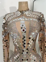 Women Sexy Spandex Tight Jumpsuit Long Sleeve Mirrors Cosplay Costume Nightclub Dancer Outfit Performance Stage Wear - Image 6