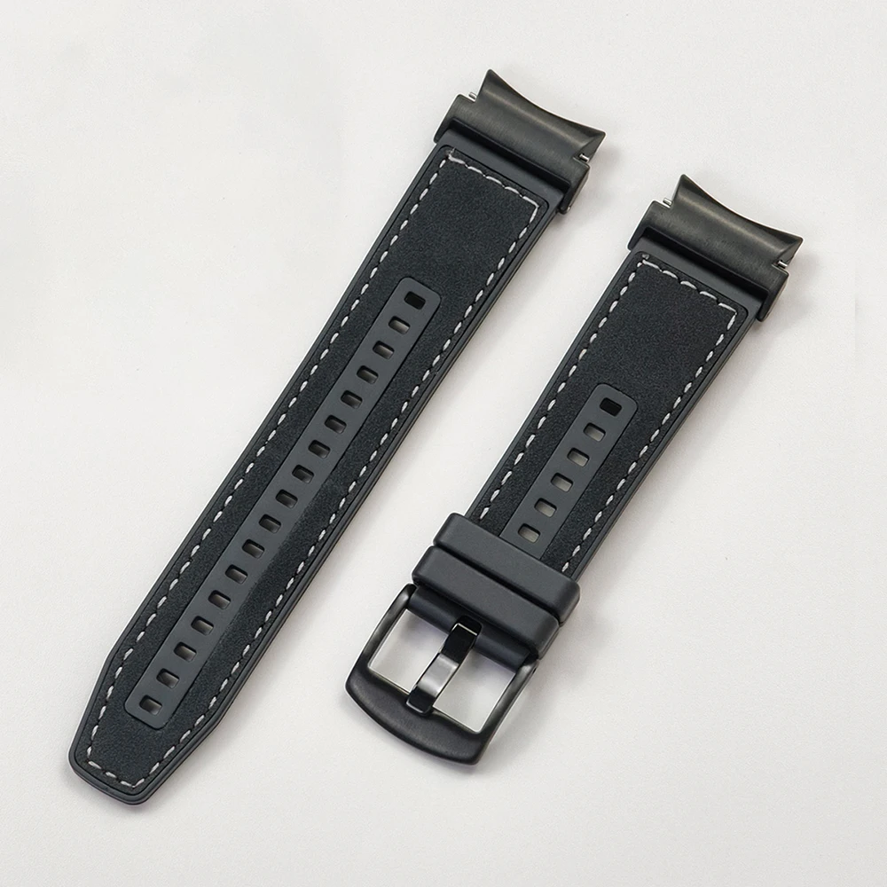 Premium Dual Material Strap for Smartwatches - Silicone & Leather Bracelet