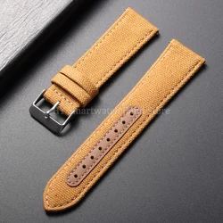 Nylon Leather Quick Release Watch Strap - Sporty Universal Wrist Band - 20mm (Yellow)