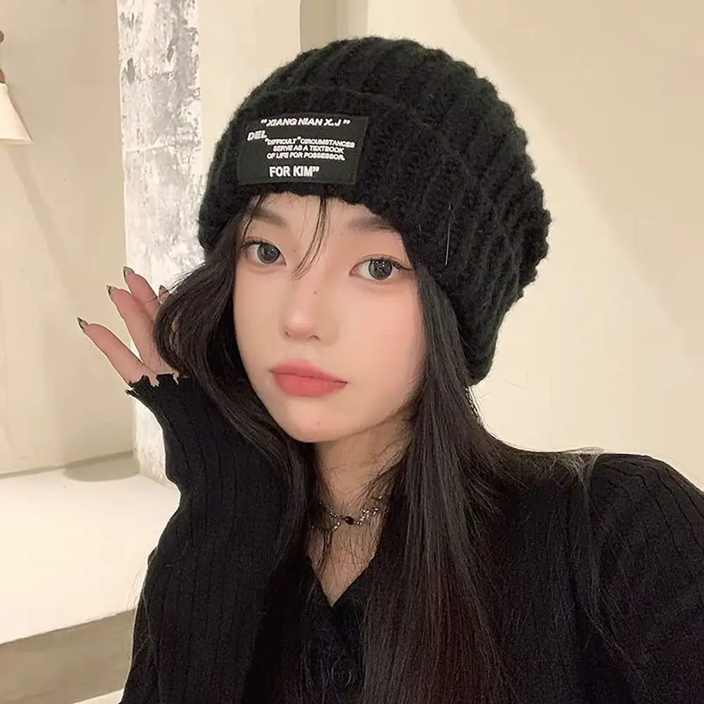 얼굴 작은 풀오버 니트 모자, 따뜻한 INS 스타일, 올 매치 두꺼운 비니 귀 보호 힙 모자, 소녀 처녀, 겨울
