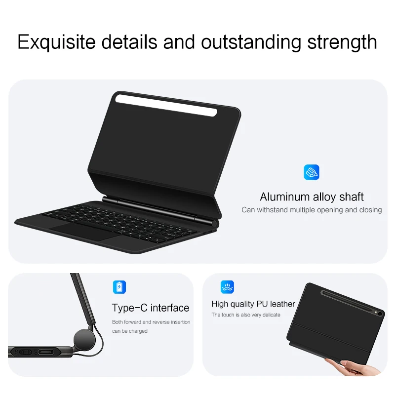 Backlight Magic Keyboard para Samsung Galaxy Tablet Case Alemão Espanhol Português Tab s9 fe s8 s7 11 - Imagem 6