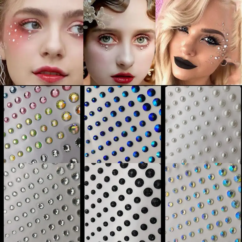 

Party Festival Makeup Decoration Face Body Colored Diamonds Jewels Pearls Stickers Self Adhesive EyeShadow Acrylic Sticker