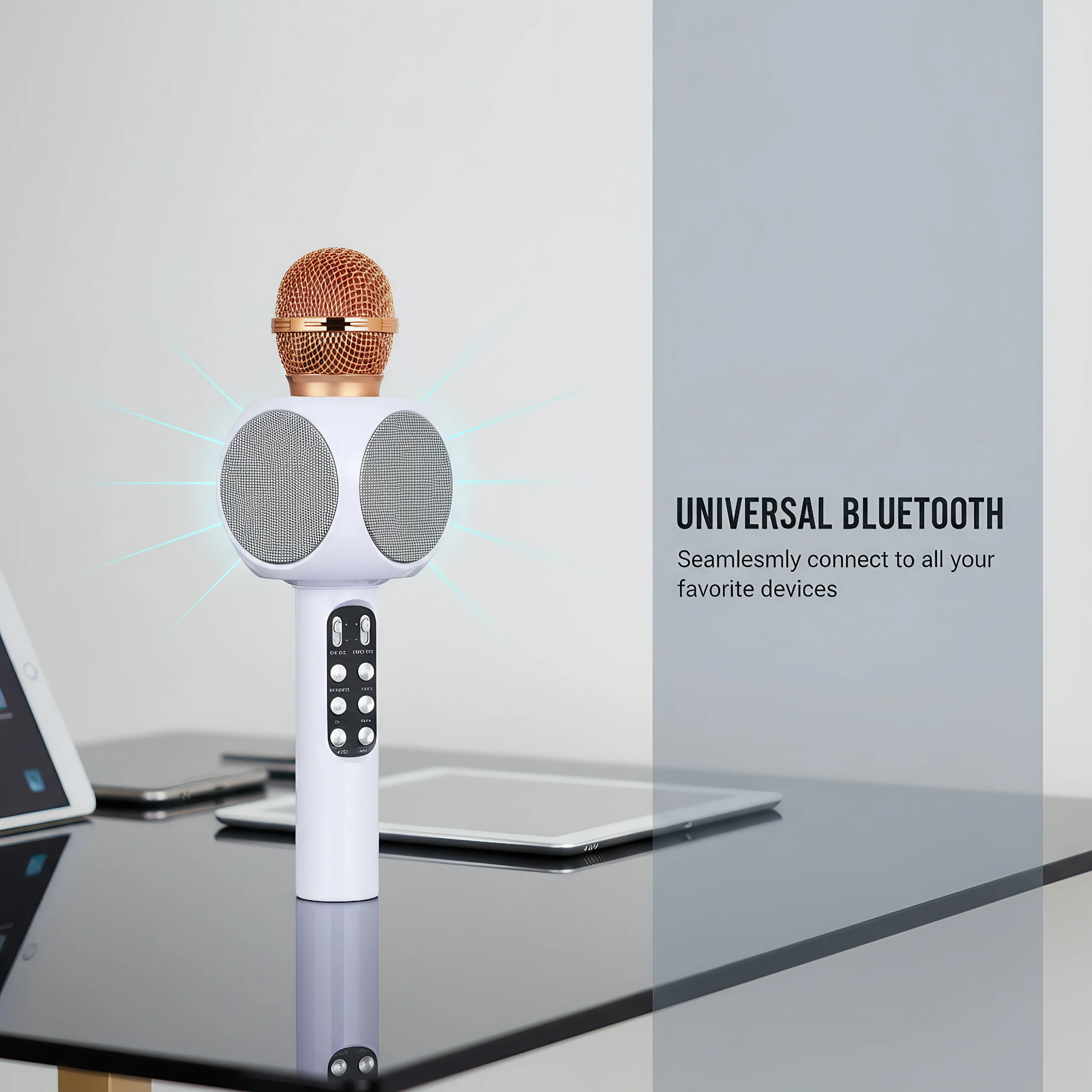 Karaoke Microphone Speaker Wireless Bluetooth With Led Lights_voghion.com