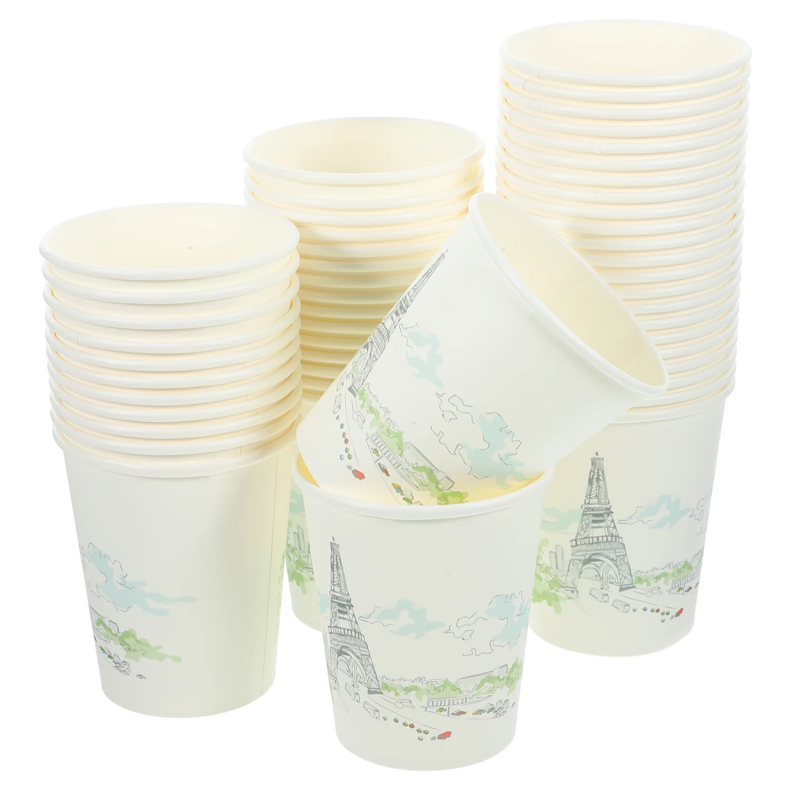 

50 Pcs Disposable Tea Cups Christmas Party Dinnerware Paper Drinking Thicken Bride