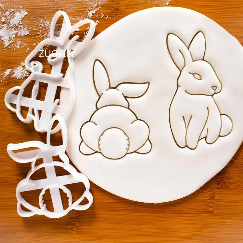 Cute Yoga Rabbit Easter Christmas Plastic Cookie Embossed Mold Fondant Cookie Cutter Bunny Biscuit Mold DIY Baking Tools 1/4pcs cookie cutter,cookie mould,fondant cutter,cookie printing mold,baking mold