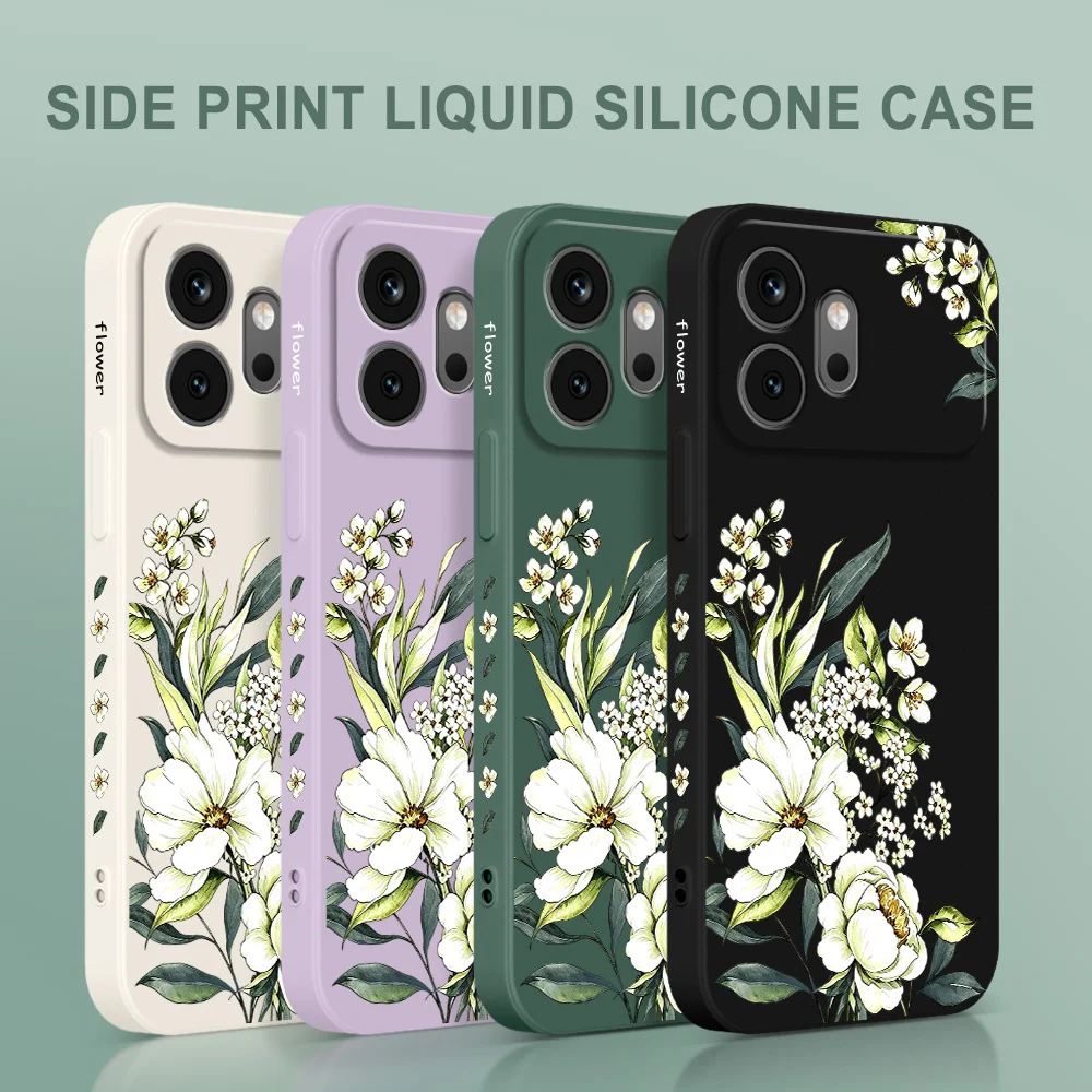 Elegant White Peony Silicone Soft Phone Case