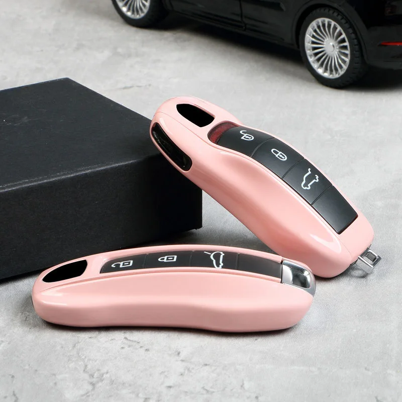 

Key Shell Morandi Pink for Porsche Panamera Cayenne Macan 911 718 Taycan Boxster Cayman Remote Control Key Cover Kob Replace