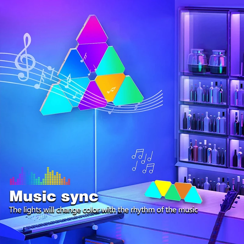 LED Triangular Quantum Lamp RGB Smart Tuya APP Sound Pickup Rhythm Atmosphere Light Game Room Bedroom Bedside Decor Wall Lamp led wall lamp wall sconces light wall lamp