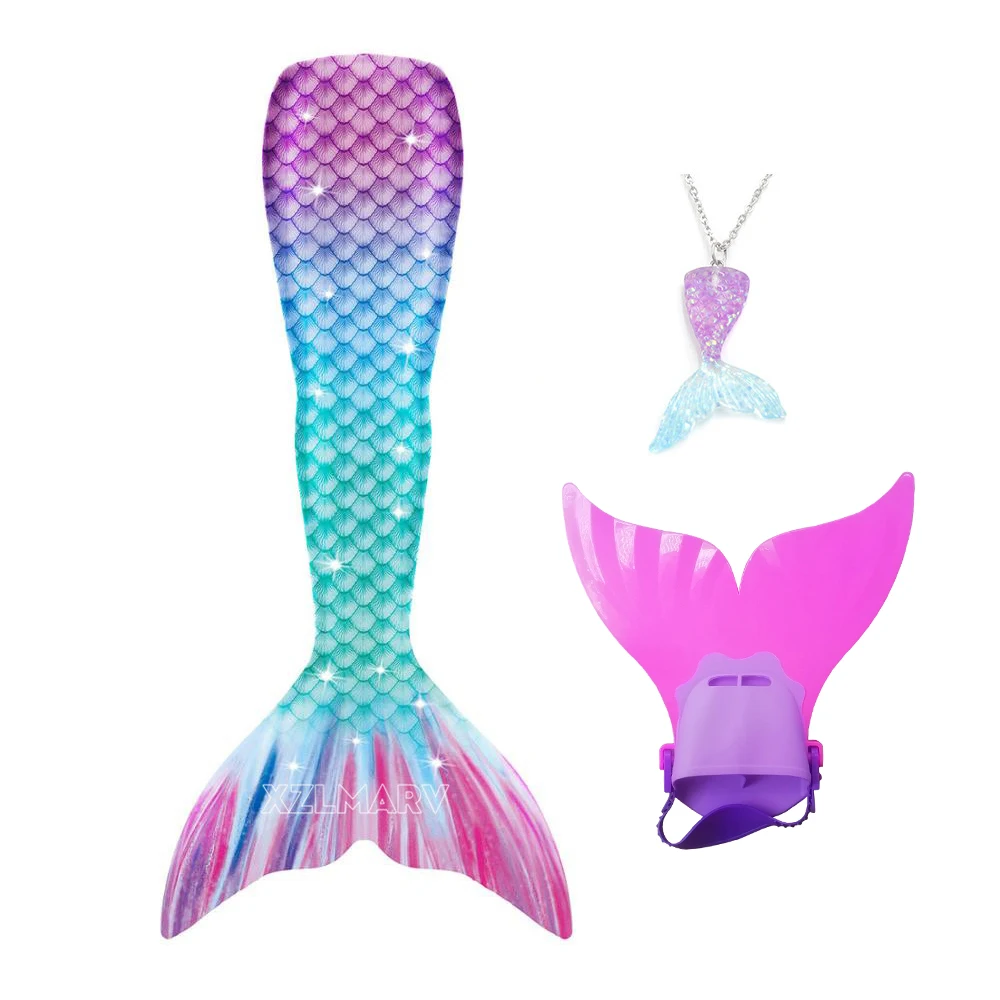 Kids Mermaid Tail for Girls Swimsuit Children The Little Mermaid Costume Beach Bikini Bathing Suit for Swimming Can Add Monofin