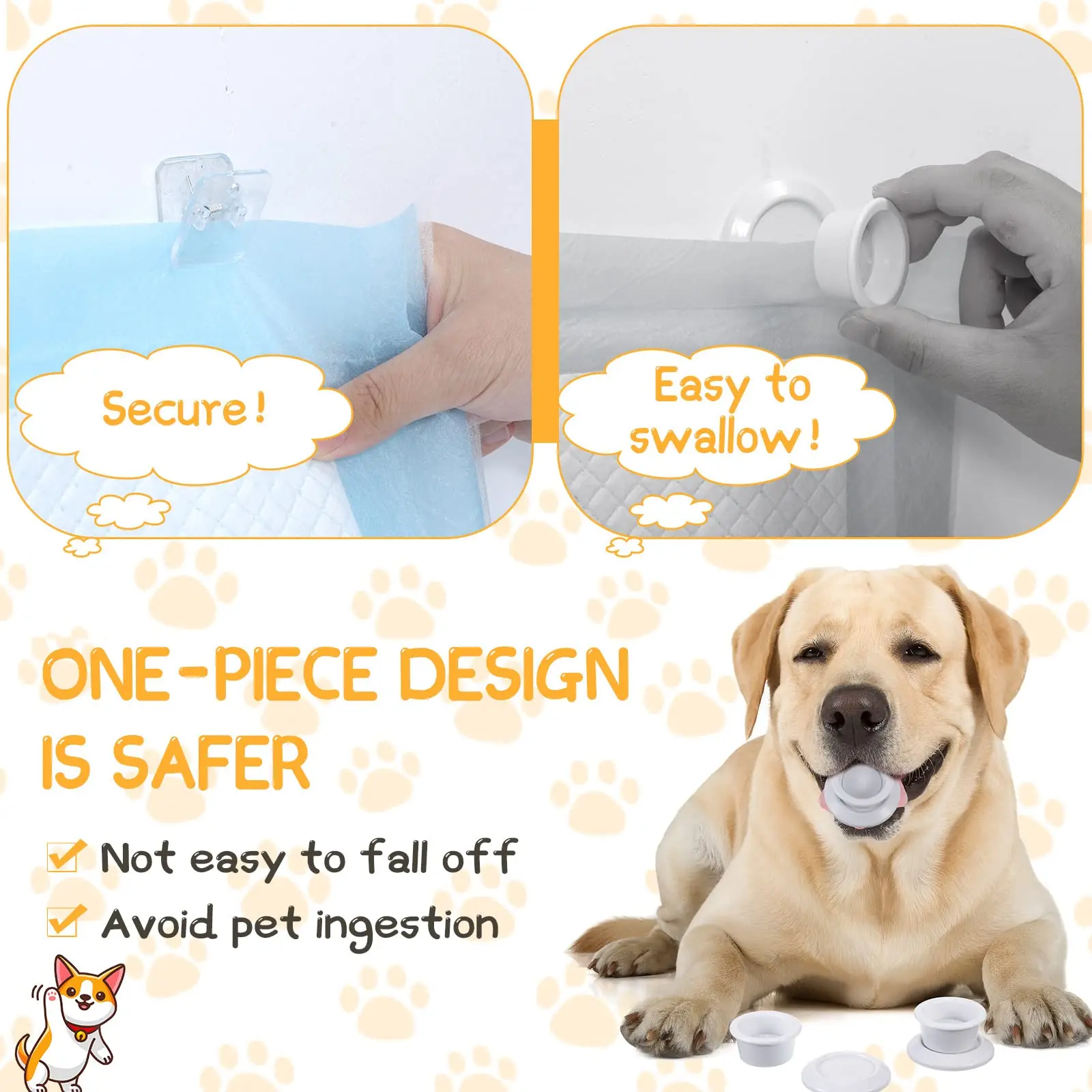 Wall Pee Pad Holder 6/3Pcs Clear Dog Potty Training Pad Holder Invisible Puppy Sticky Pee Wall Clips dog potty pad holder