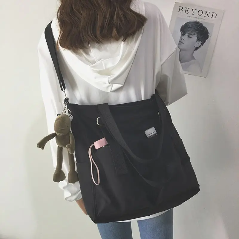 Waterproof Large-capacity Canvas Diagonal Tote Bag Korean Students One-shoulder Bag College Style