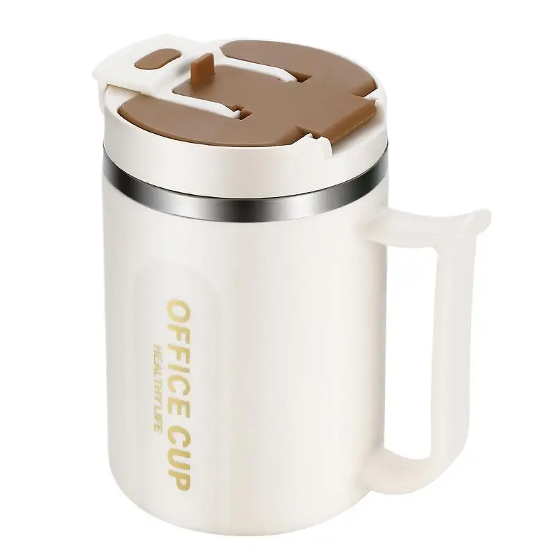500ML 304 Stainless Steel Coffee Mug With Spoon Double Wall Thermal Stainless Steel Cold Water Drinks Tumbler Tea Milk Cup