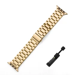 Elegant Stainless Steel Watch Band Bracelet for 42mm44mm45mm49mm (Golden)
