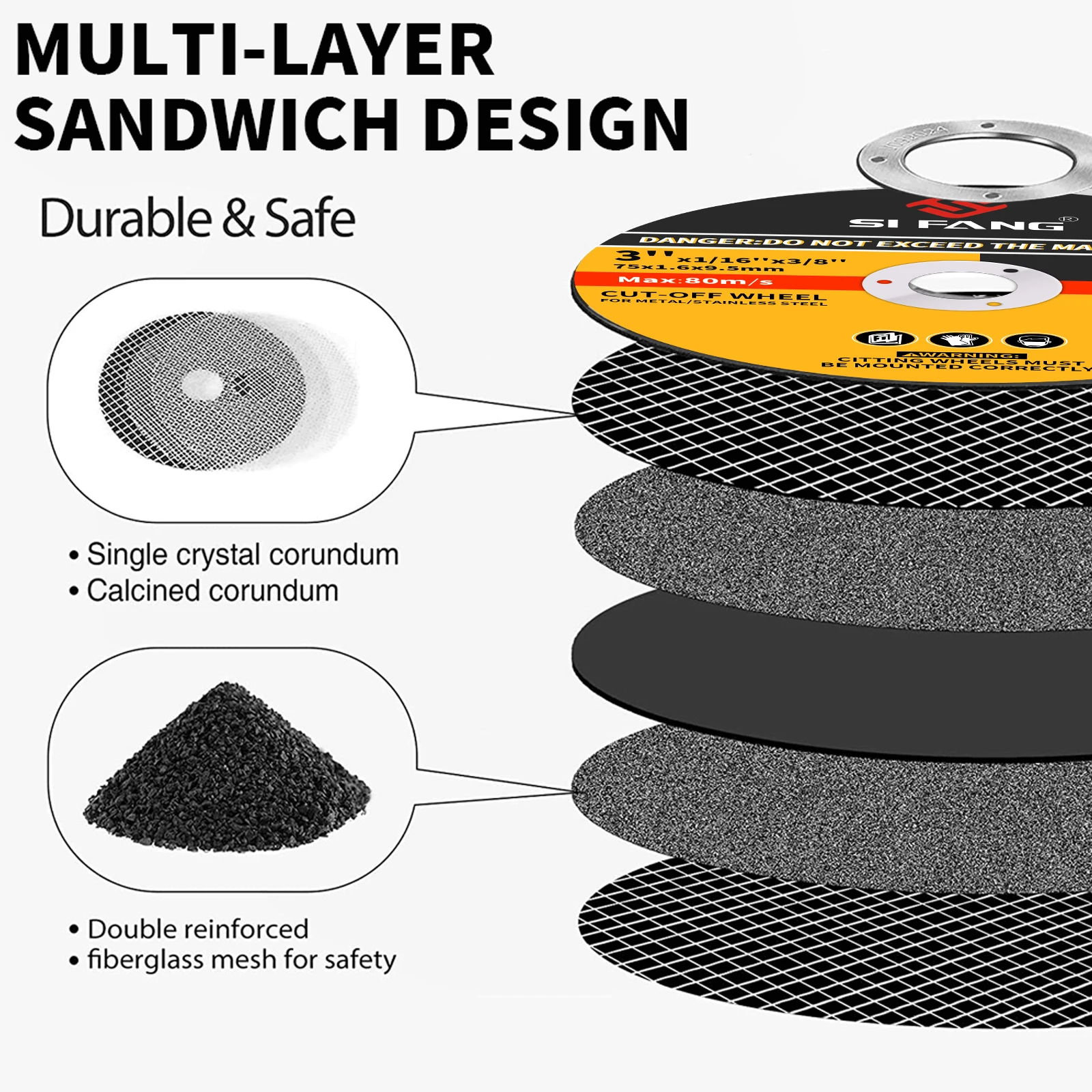 SIFANG-Disque rond pour meuleuse d'angle, diamètre intérieur 10/22mm, 3/4, 5/5 pouces