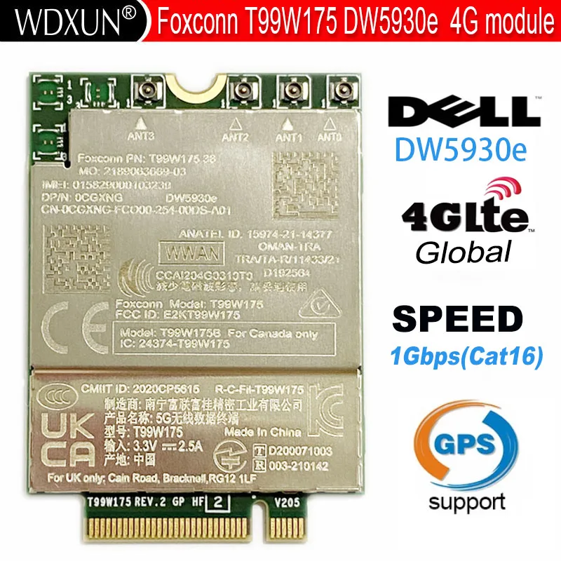 Dw5930E Foxconn T99W175 X55 Modulo 5G Dp/N 0Cgxhg Per Laptop Dell Latitude 5430 7330 7430 7760 9420 9520