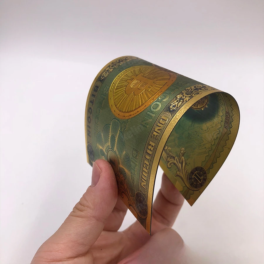 Colorful Gold Plated banknot ONE Hundred BITCOIN plastic Money Bit Coin BTC Fake Money Souvenir Home Decoration