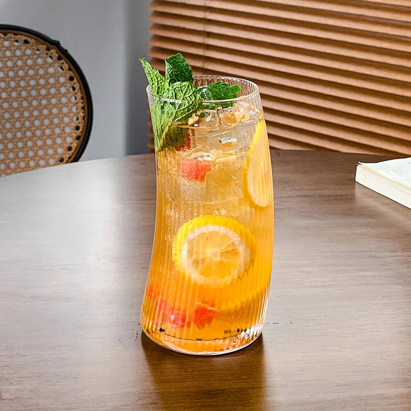 1PC Large Capacity Juice Beverage Cups Fashion Crescent Moon Shaped Glass Cup Cafe Coffee Latte Tea Cold Drink Mugs Drinkware