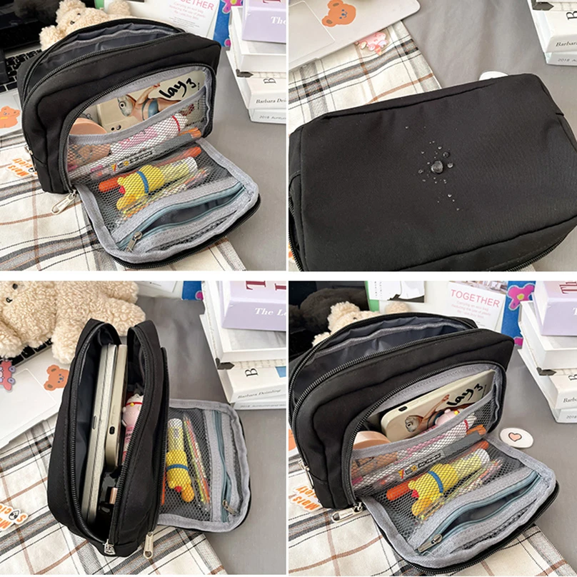 Pencil Case Black Large Capacity Pencilcase Trousse Scolaire Gift 2 Medals Pen Case Cute Stationery Estuche Escolar Pencil Box