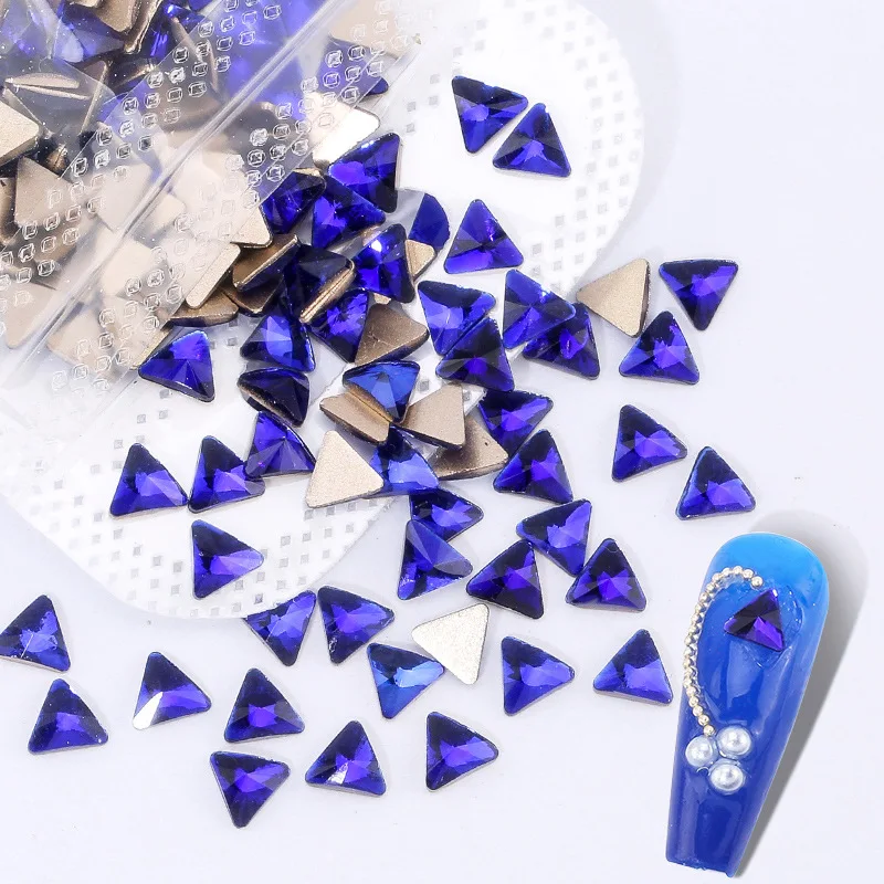 100/500 Stück Saphirblau Boutique Nail Art Strasssteine mit flachem Boden Glaskristall 3D Nageldekoration Mehrere Formen Großhandel – Detail 16