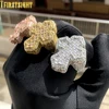 Iced Out Bling Cross Finger Ring Silver Color Cubic Zirconia Prong Setting CZ Stone Luxulry Men Women Hip Hop Fashion Jewelry 1