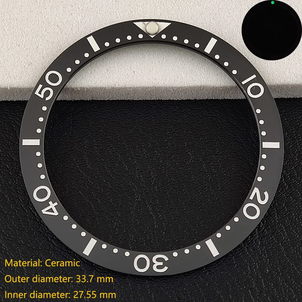 Premium Flat Ceramic Bezel Insert - 33.7mm x 27.5mm - Watch Replacement Accessory