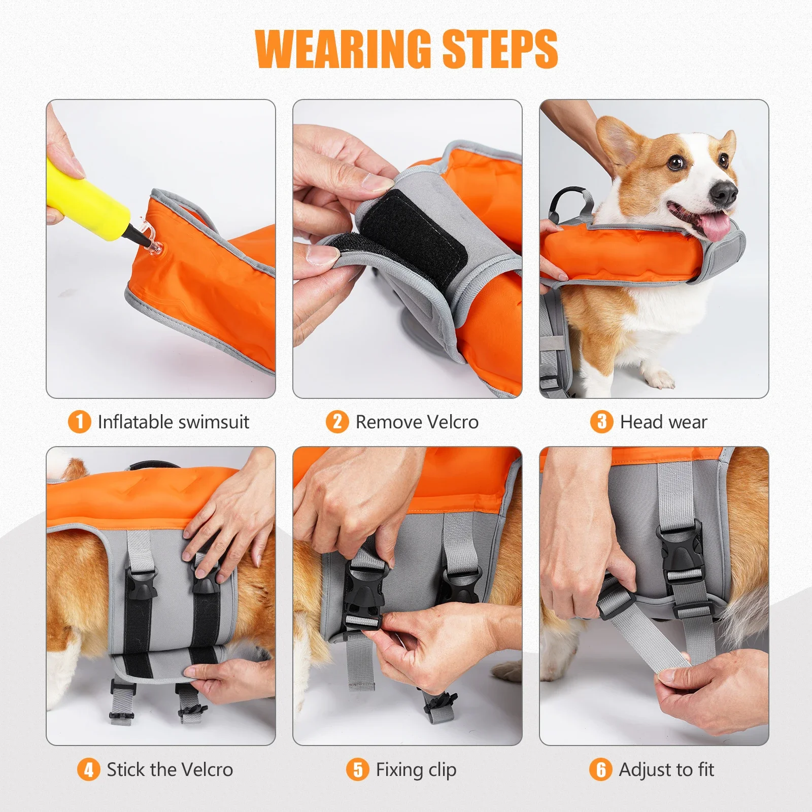 Summer Dog Life Vest Jacket Inflatable Safety Vest Enhanced Buoyancy Swimming Clothes Safety Vest With Handle Dog Accessories images - 6
