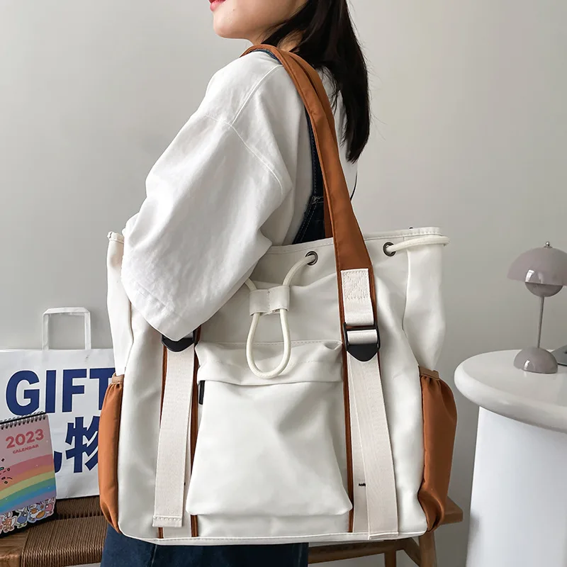 

Нейлоновые тканевые сумки через плечо для женщин, Вместительная женская сумка для учебников с несколькими карманами