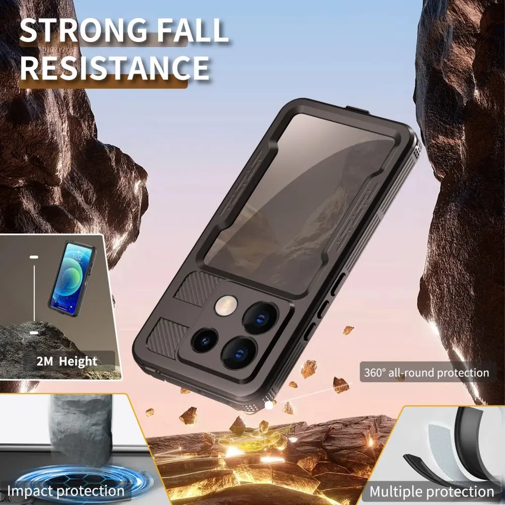 IP68 Waterproof Case For REDMI Note 13 Pro 5G Shock Drop proof Diving Swimming Rock Climb Outdoor Sport Full Sealed Cover