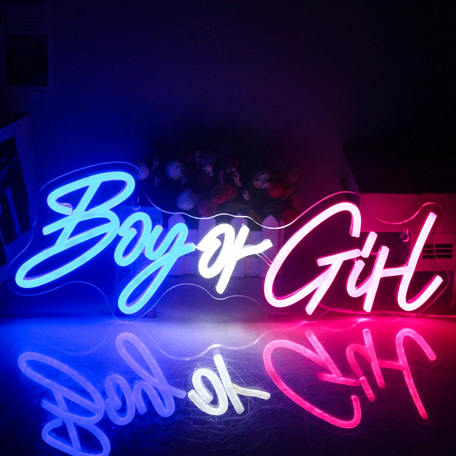 Boy or Girl Neon Signs Wall Decor Party Decorations Neon Letters Signs Party Supplies Baby Shower Yard Signs(blue-pink)