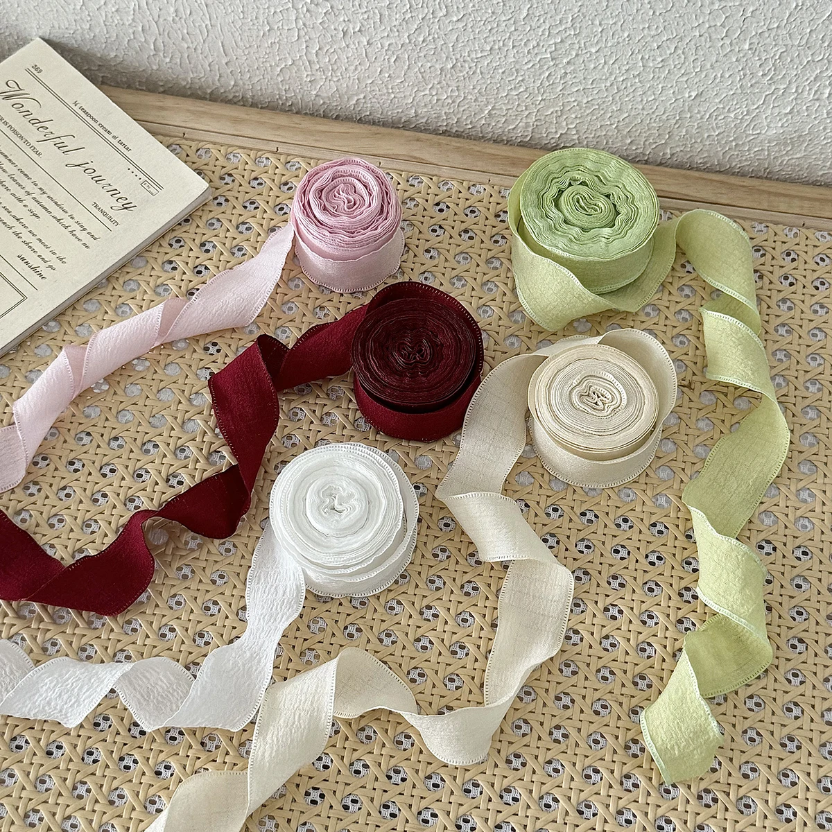 Fishtail Yarn Ribbons Wave Edge Pleated Chiffon Ribbon Gifts Packaging Material Wedding Birthday Party Flower DIY decor 1pc