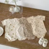 Newborn Girls Boys Baby Romper Fruit Flower Print Short-sleeved Cotton Soft Jumpsuit Infant Clothes 4