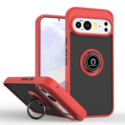 Armor Shockproof Magnetic Phone Case with Ring Holder - Matte Finish & Camera Lens Protection - Pixel 7A (QY - Red)