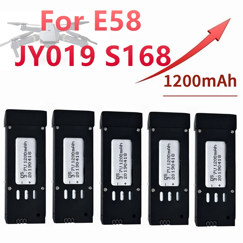 

1-10PCS Upgraded Power 3.7V 1200mAh Lipo Battery For E58 S168 JY019 RC Quadcopter Spare Parts 3.7v Drones Battery