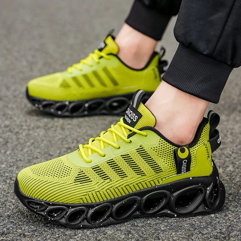 Men's Casual, Fashionable and Comfortable Shock-Absorbing Blade Shoes, Breathable Lace-Up Non-Slip Shoes, Suitable for Jogging, Daily Wear, Gym