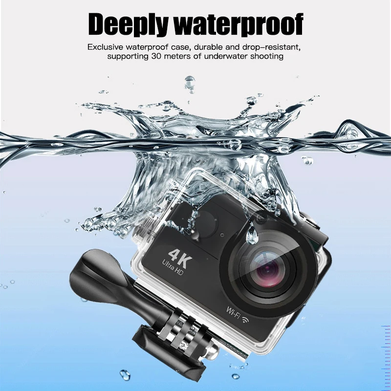 Action Camera Ultra HD 4K 30fps WiFi 2.0-inch Screen 170D 30M Underwater Waterproof Video Recording Sport Extreme Pro Cam