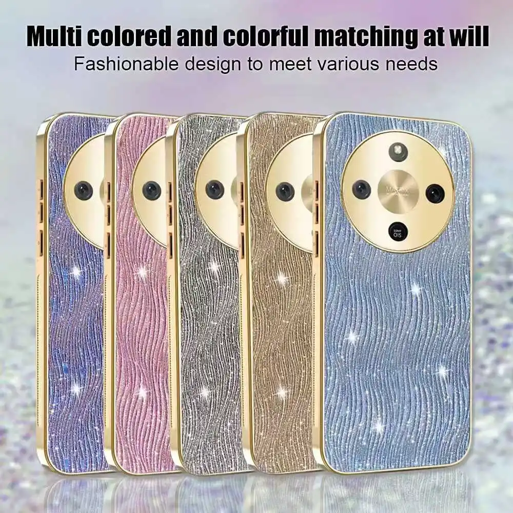 Glitter Electroplating Ripple Pattern Anti-Fall Case with Skin Feel Finish