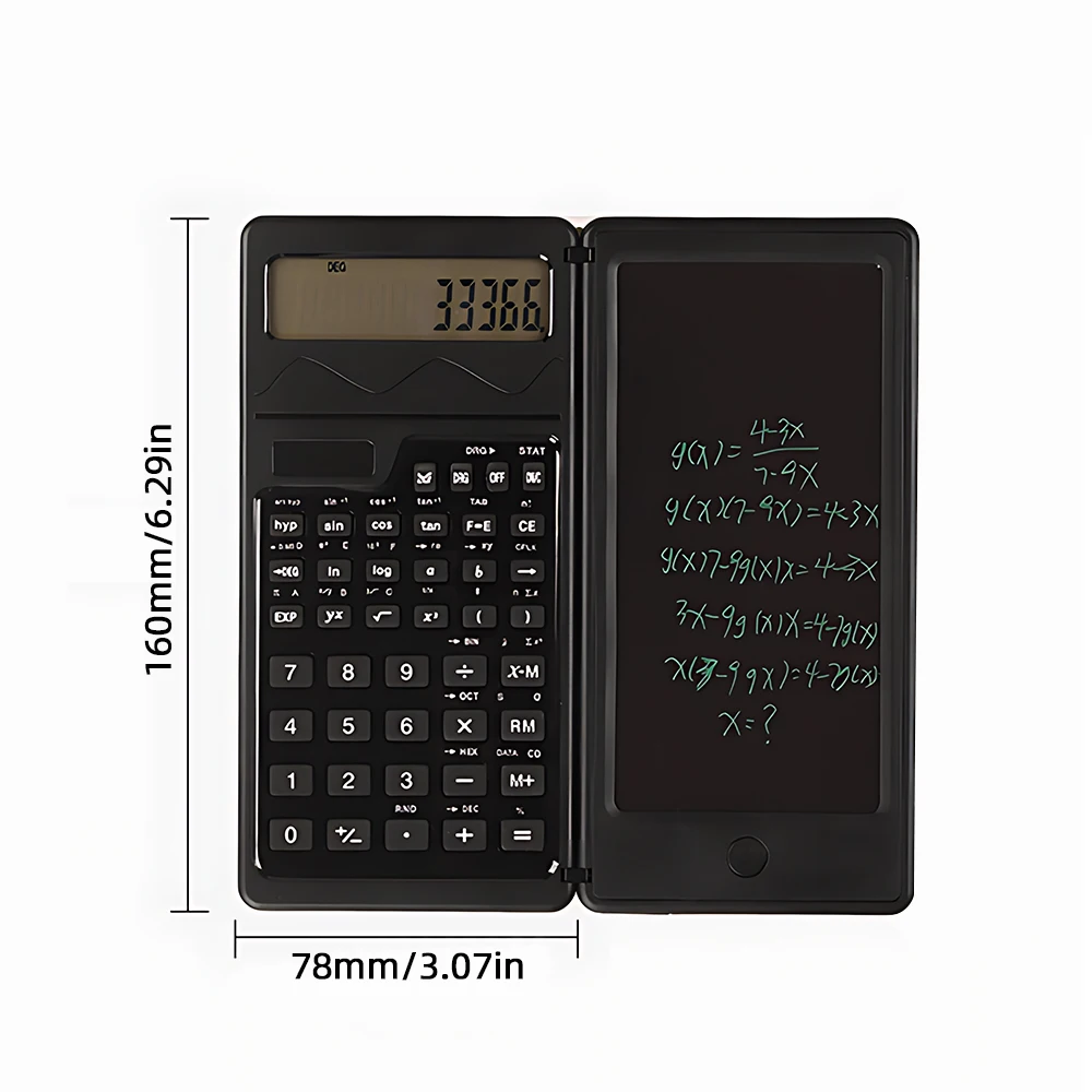 【New】6 Inch Writing Board and Pen Dual Power Solar and Battery Operated Foldable Functions Calculator with 10-bit Display Screen